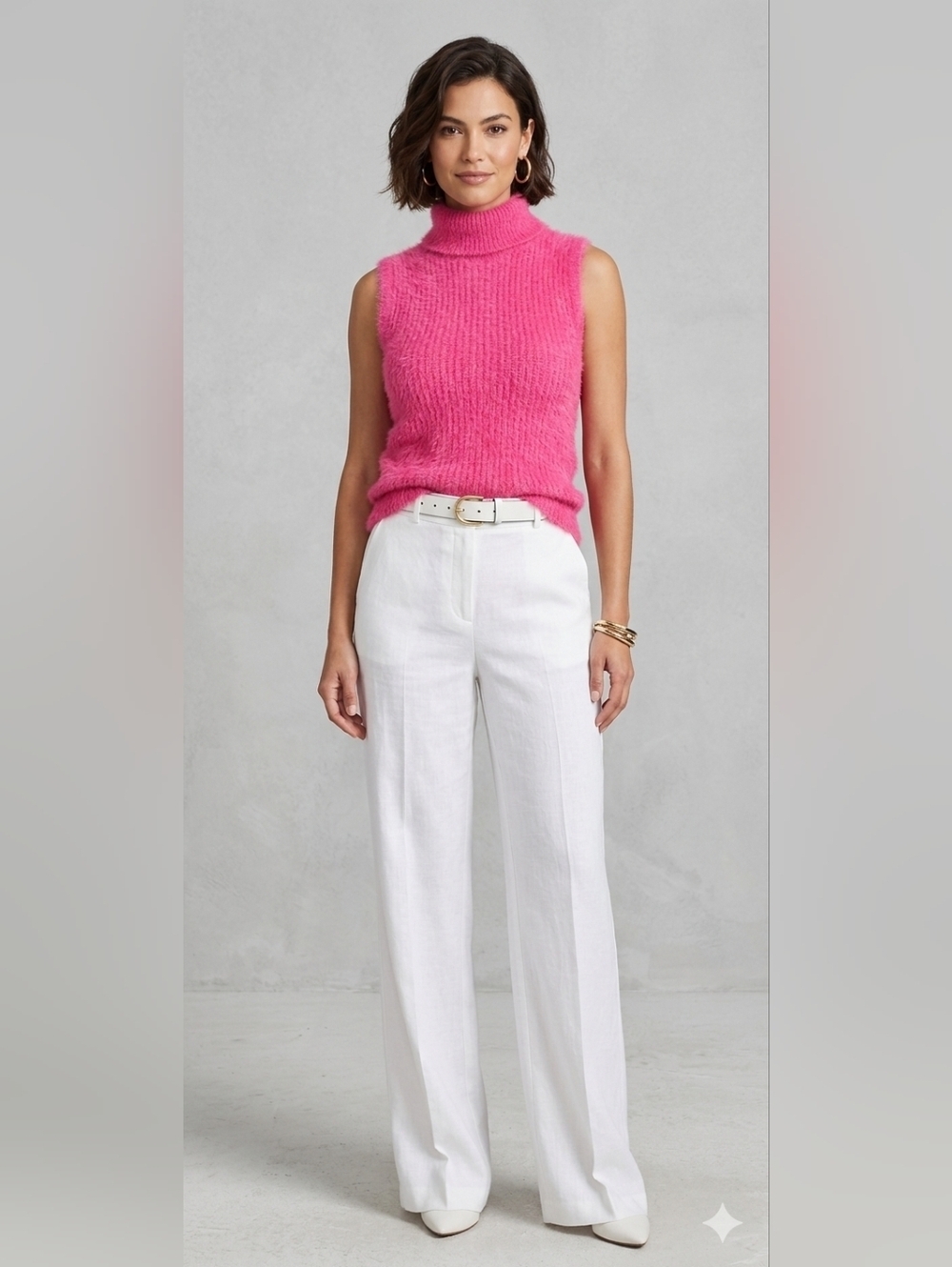 NWT Jessica Simpson Vibrant Pink Sleeveless Turtleneck Sweater